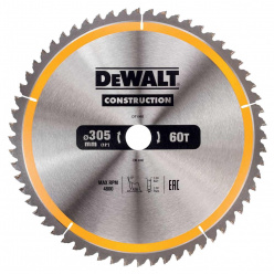 Диск пильный по дереву DeWalt CONSTRUCTION DT1960 305х30мм 60T