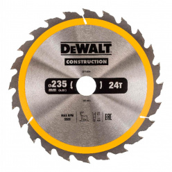 Диск пильный по дереву DeWalt CONSTRUCTION DT1954 235х30мм 24T